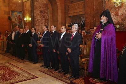 Նախագահը, վարչապետը, եւ Երեւանի քաղաքապետը մասնակցել են ճրագալույցի Սբ. պատարագին