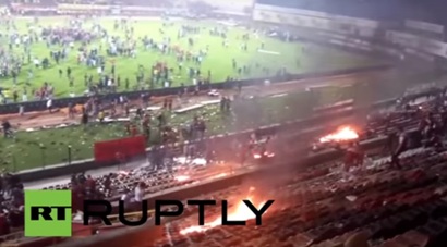 3 hospitalised as football fans set stadium alight