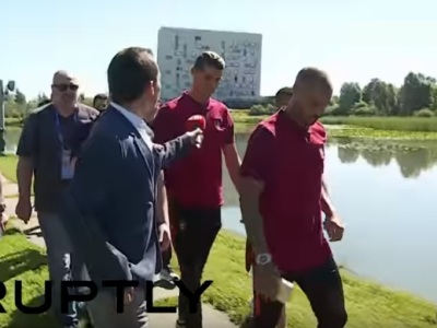 Cristiano Ronaldo throws reporter's microphone into lake