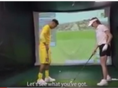 Neymar Jr tries his hand at golf as a part of a challenge