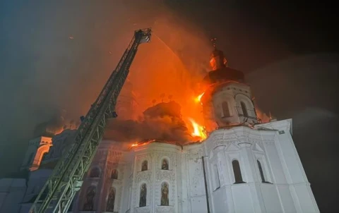 Массированная атака на Киев: трое пострадавших, в Киево-Печерской лавре большой пожар