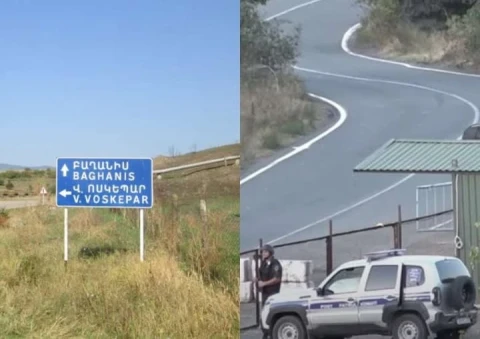 Newspaper: Large Azerbaijan flag placed in front of Armenia-Georgia interstate motorway
