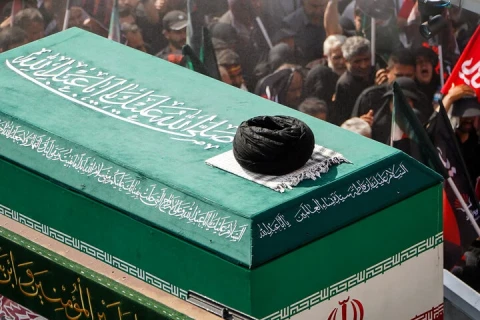 A plane carrying the coffin of Iran's supreme leader arrived in Iraq for mourning ceremonies