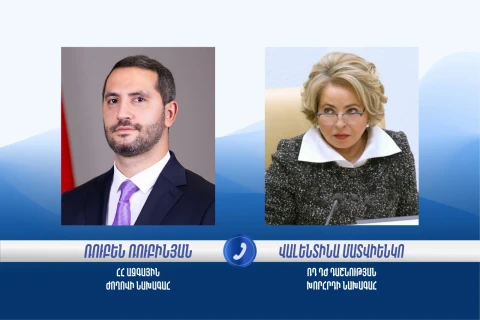 Armenia parliament speaker to Russia Federation Council chair: Unjustified restrictions on Armenian goods’ exports to Russian market are worrying