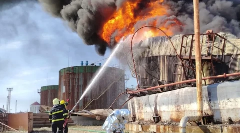 Fire breaks out at an oil terminal in Baku