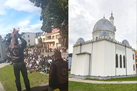 Байкеры устроили шумную акцию у мечети в Каунасе: полиция начала административное производство