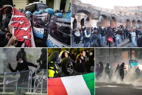 Протесты в Италии: военные на улицах, люксовые магазины за щитами