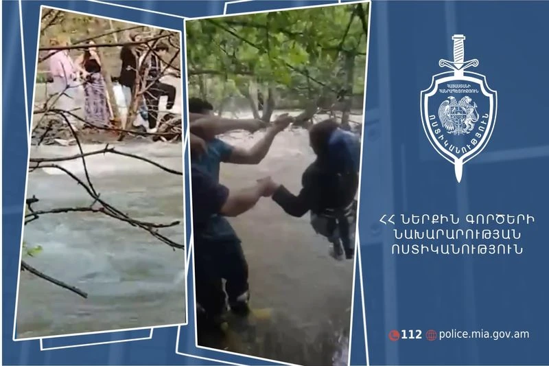 В Разданском ущелье Еревана четыре девушки оказались заблокированы на островке